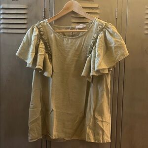 Eesome Light Green Ruffled Blouse